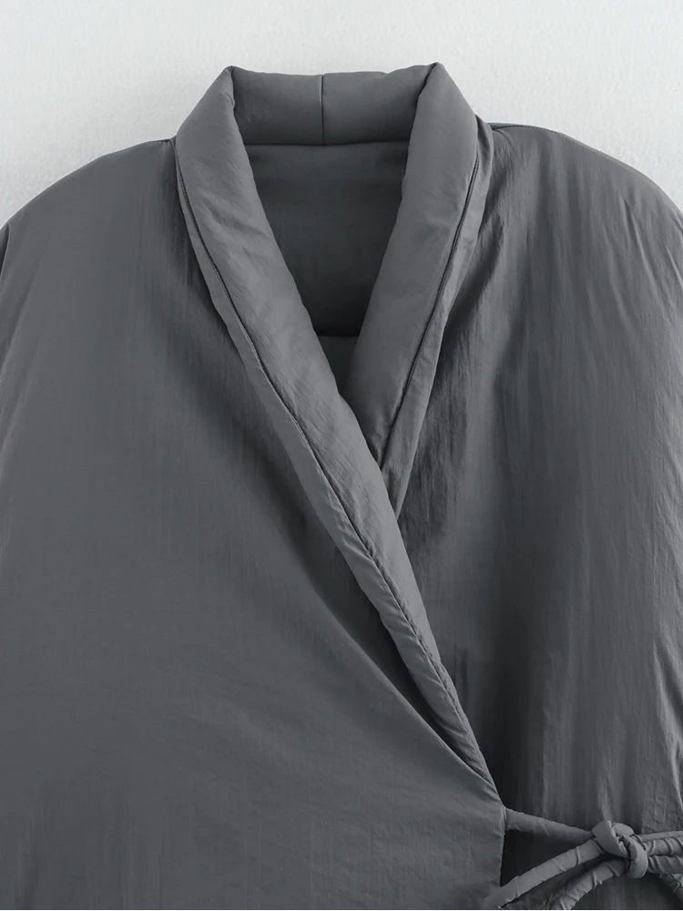 2025 New Fashion Fall/Winter Women Solid Color Side Tie Cotton Dress Retro Ladies Casual Lapel Jacket