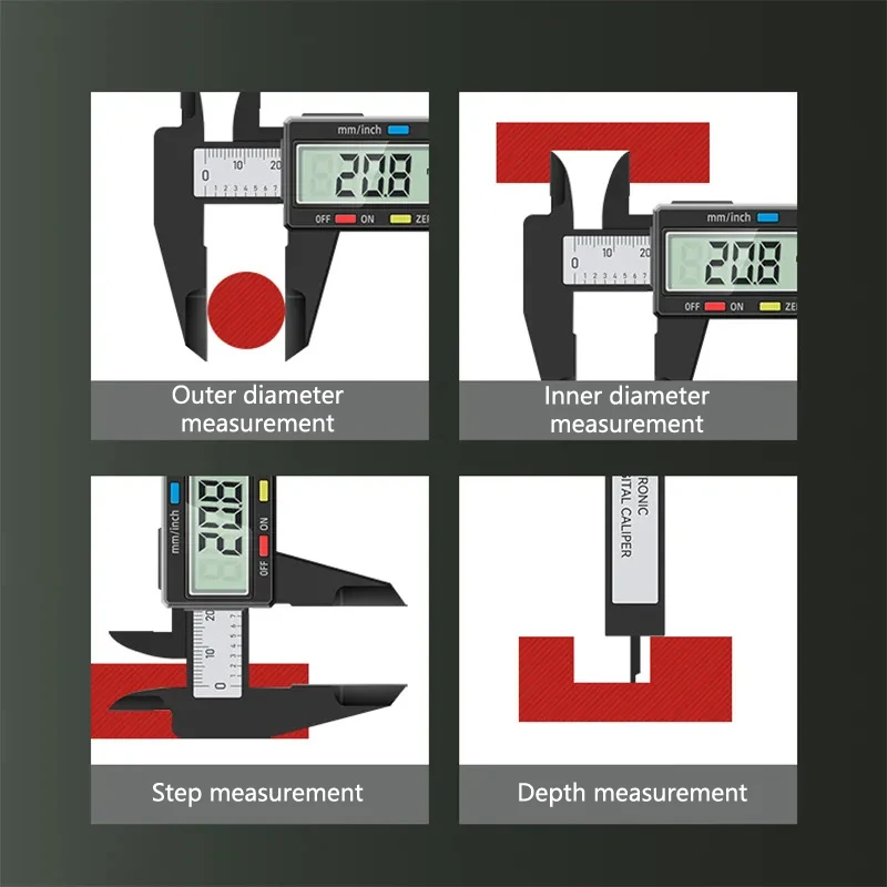 1PCS Digital Caliper Micrometer Measuring Tool Digital Ruler Electronic Digital Caliper Carbon Fiber Dial Vernier Caliper Gauge