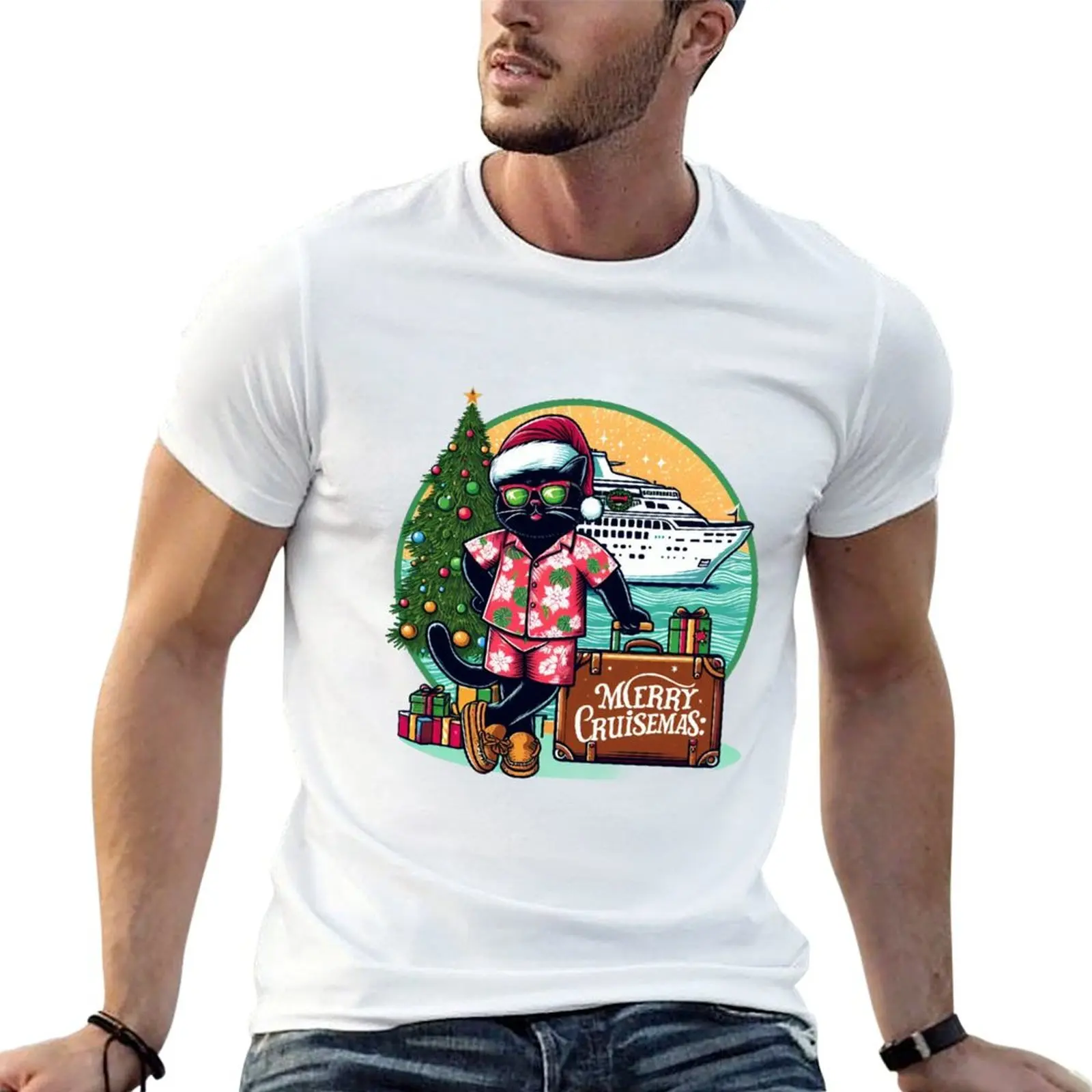 Merry Cruisemas T-Shirt t shirt custom print cotton t shirts man 100% black cotton t-shirt plain for man package T-shirt
