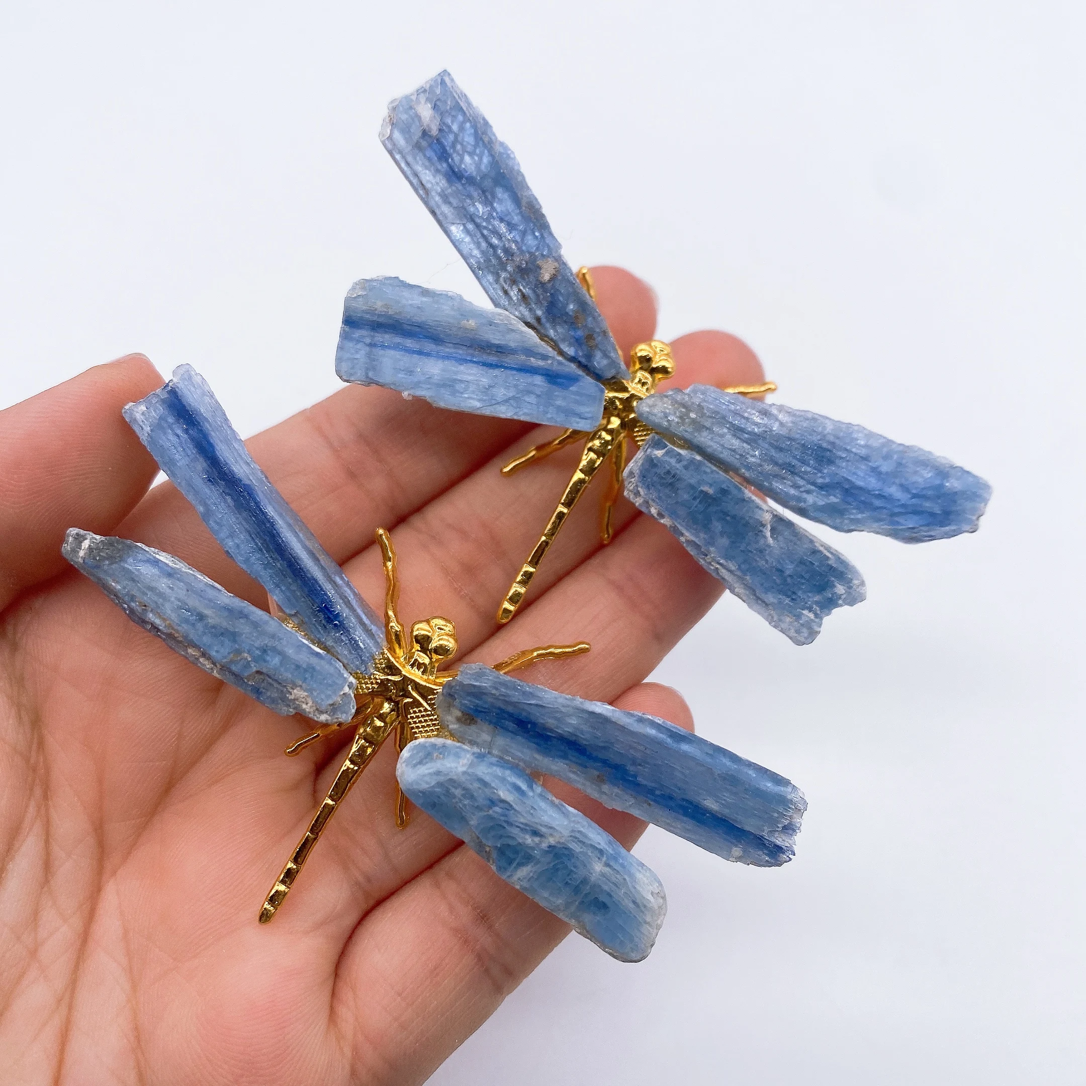 Natural Blue Kyanite Dragonfly Figurine Crystal Stone spar crafts Butterfly Reiki Healing Mineral Home Decoration Chakra Gift