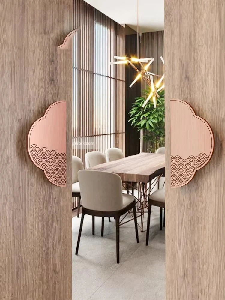 Wave pattern wooden door handle antique bronze lucky star handle is suitable for room door sliding furniture hardware accessorie