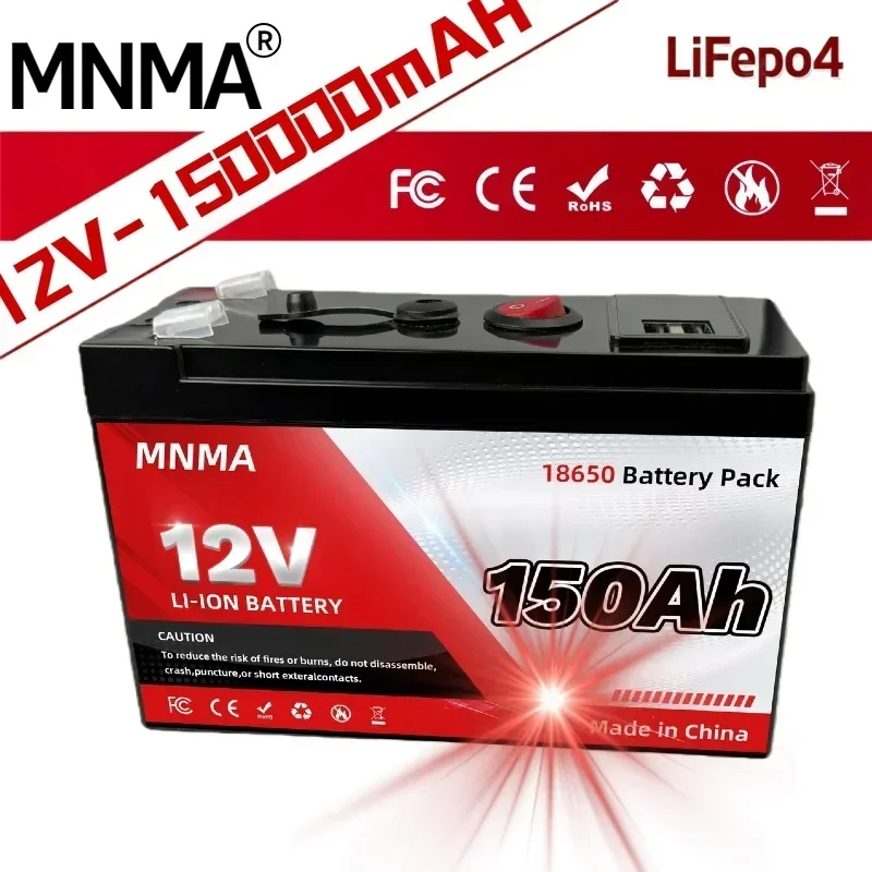12V 100Ah 120Ah 150Ah LiFePO4 Batterijpakket Graad A 12V 150AH Cel, Camping RV Golfkar Boot Zonnebatterij DHL levering - afbeelding 1
