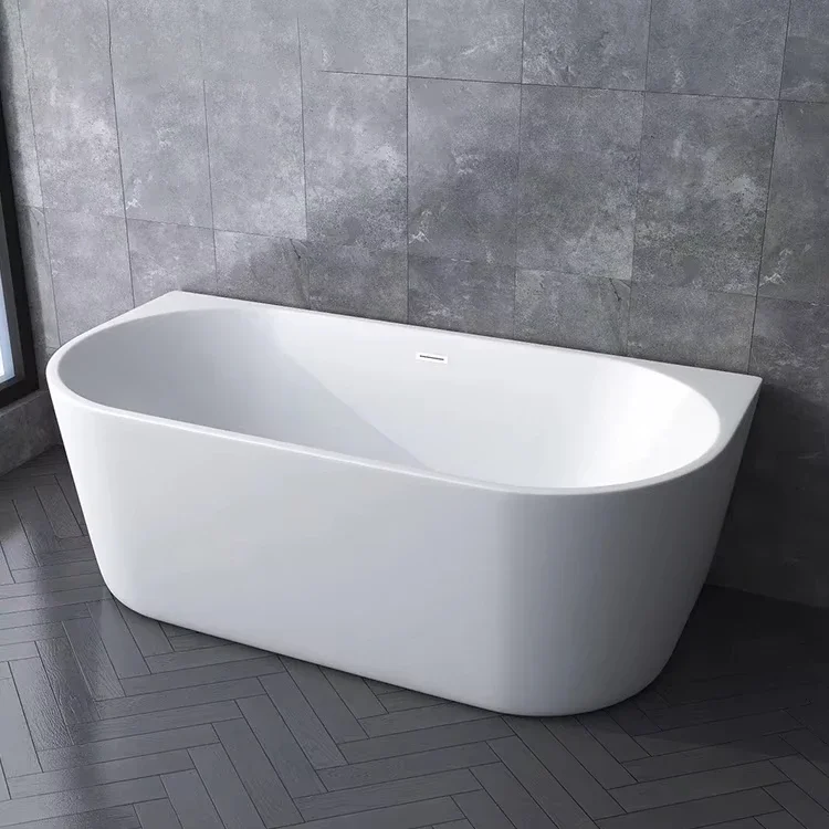 factory supplier sanitary ware freestanding acrylic bathtub free standing back to the wall bath