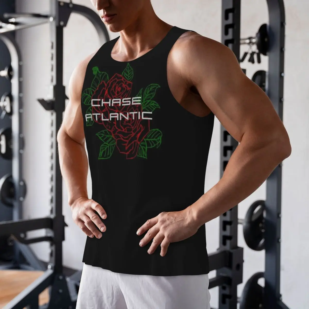 

Quick Dry Chase Atlantic Rose Logo Gym Tank Muscle Sleeveless Shirt Bodybuilding Breathable Vest