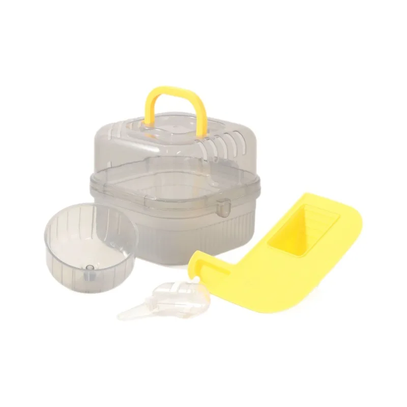 

Portable PP Semi Transparent Hamster Cage with Running Wheel Large Space Hidden Handle Home Outdoor Dual Easy Clean Compartment