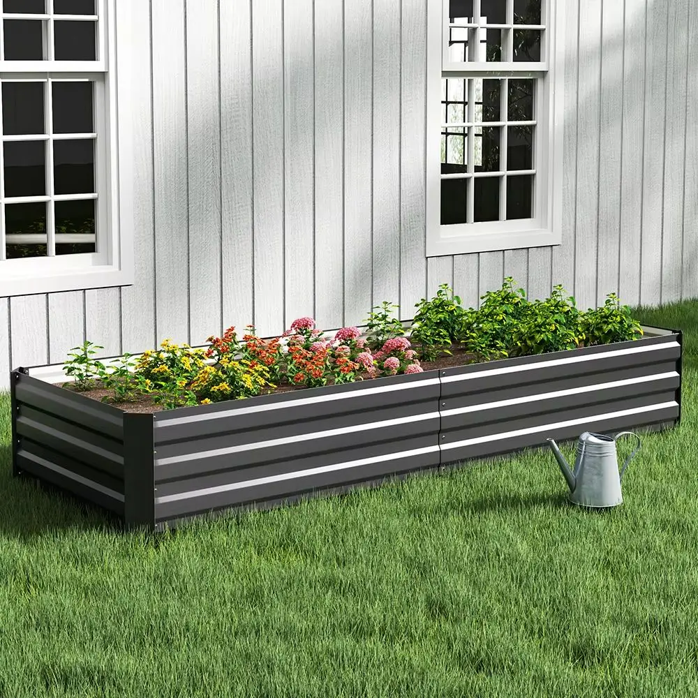 Charcoal Black Outdoor Rectangular Metal Raised Garden Bed