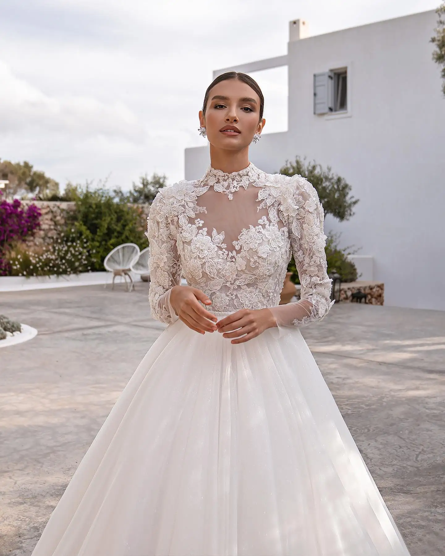 Wunderschöne Damen Brautkleid Spitze Applikationen elegante einfache Stil Brautkleider in voller Länge Ärmel 2024 vestidos de novia