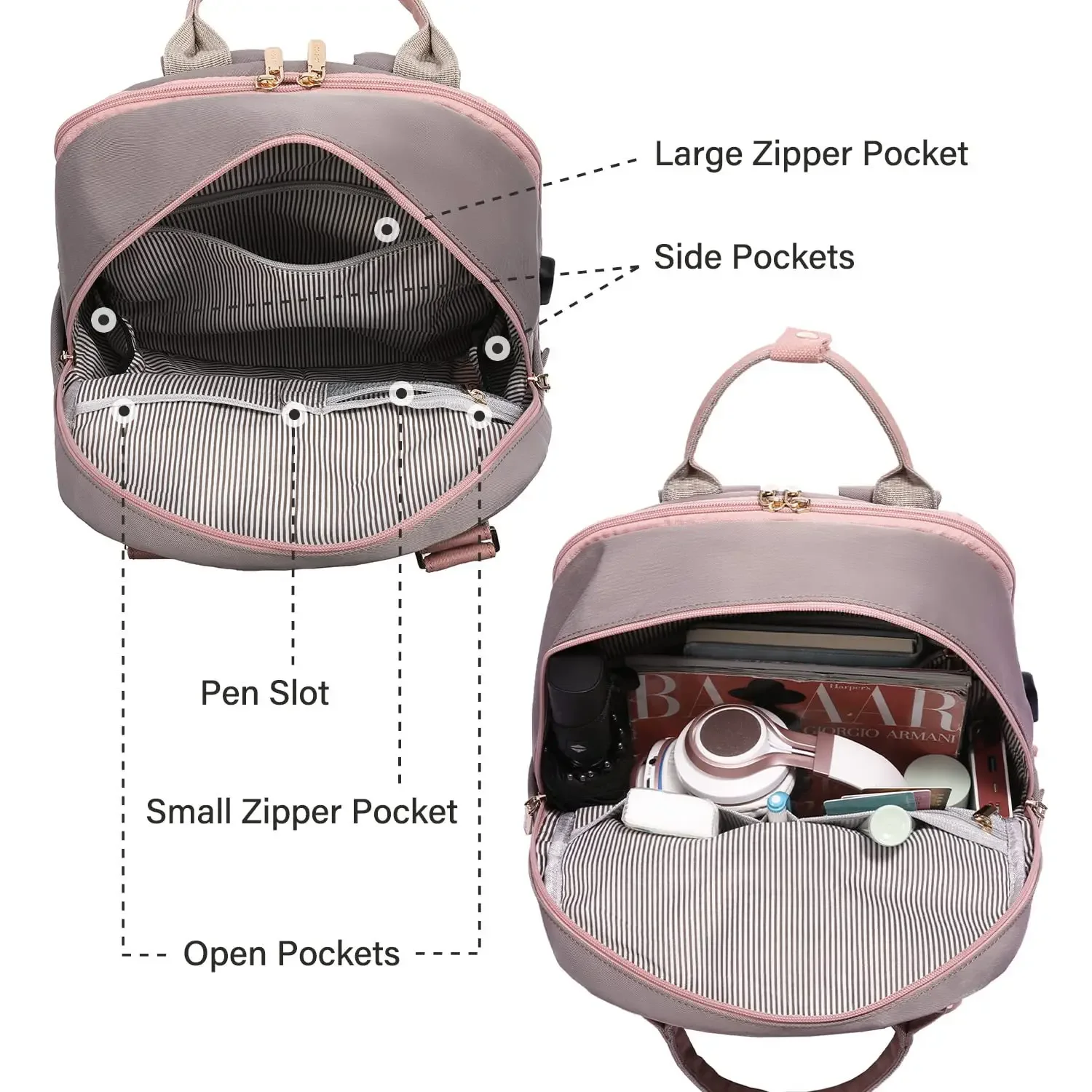 Zaino da viaggio da donna zaino da scuola leggero per Laptop con ricarica USB di moda per zaini da valigia multifunzionali per ragazze