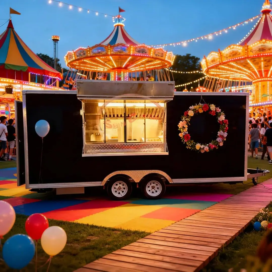 Luxury-Style Outdoor Snack Cart Multi-Functional Mobile Food Trailer for Markets Events Business Districts