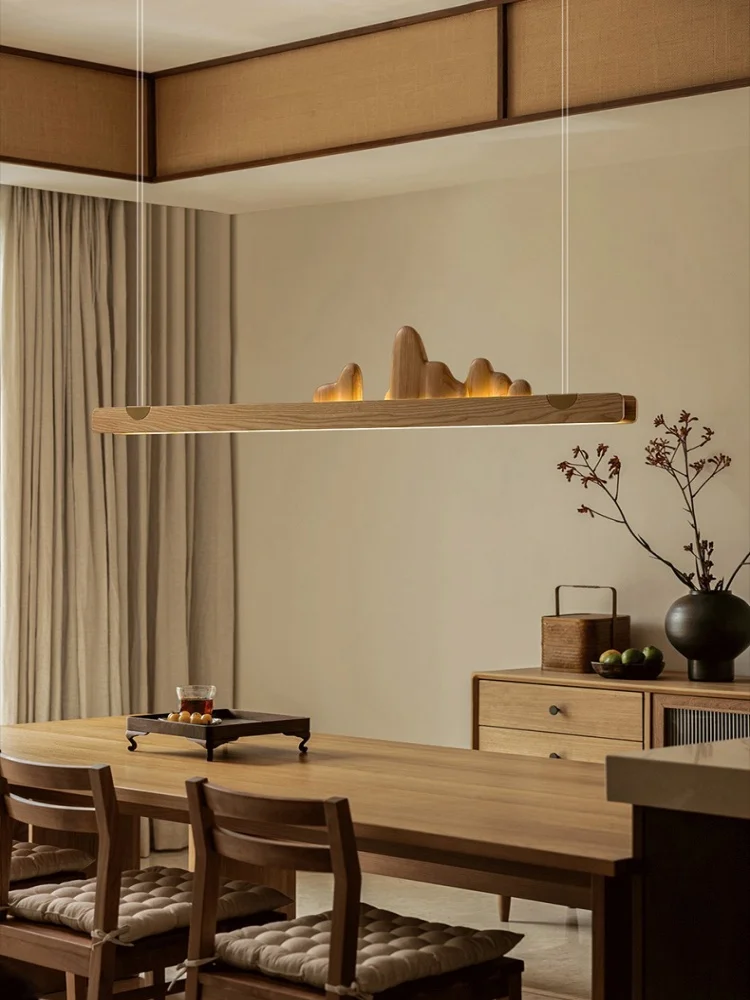 Modern New Chinese Solid Wood Restaurant Zen Tea Room Lamp Full Spectrum Eye Friendly Learning Atmosphere Adjustable Lighting