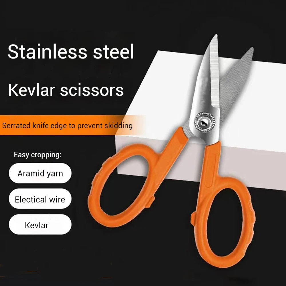 مقص برتقالي ميلر كيفلر لسلك التصحيح كيفلار/خيوط أراميد، سلك كهربائي، غمد من الرصاص، مقصات كهربائي