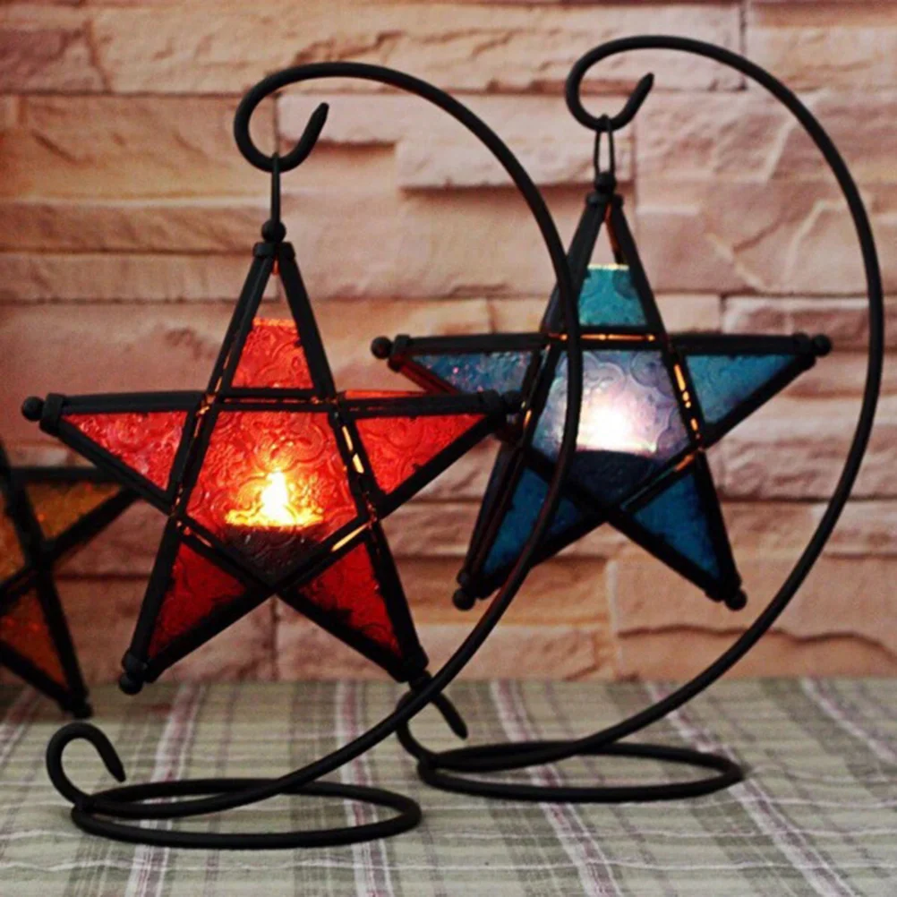 

Glass Pentagram Aromatherapy Essential Oil Burner with Iron Base Candlestick for Fragrance Diffuser and Decorative Tea Light