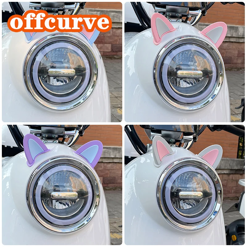 

2Pcs Cute Cat Ears Helmet Decoration Motorcycle Electric Stickers Decor Multicolor Motorcycle Helmets Accessories Universal