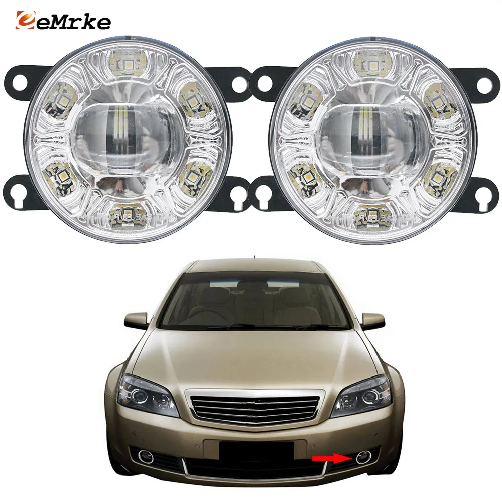 Pair LED Fog Lights Assembly PTF with Clear Lens + 6 DRL Car Accessories for Holden Statesman WM for Daewoo Veritas 2006-2010