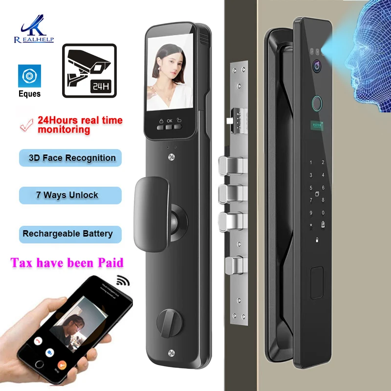 Fingerprint Electronice Face Recognition Door Lock Keyless Entry Security Home Gate Lock Eques APP Remote Control for Apartment