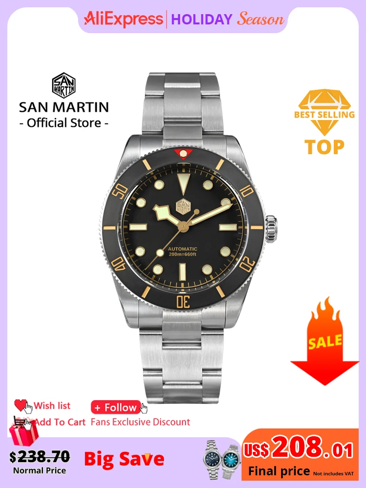 

San Martin новые 37 мм BB54 винтажные дайверские часы NH35 автоматические механические мужские наручные часы с сапфировым стеклом светящиеся водонепроницаемые 200 м SN0138