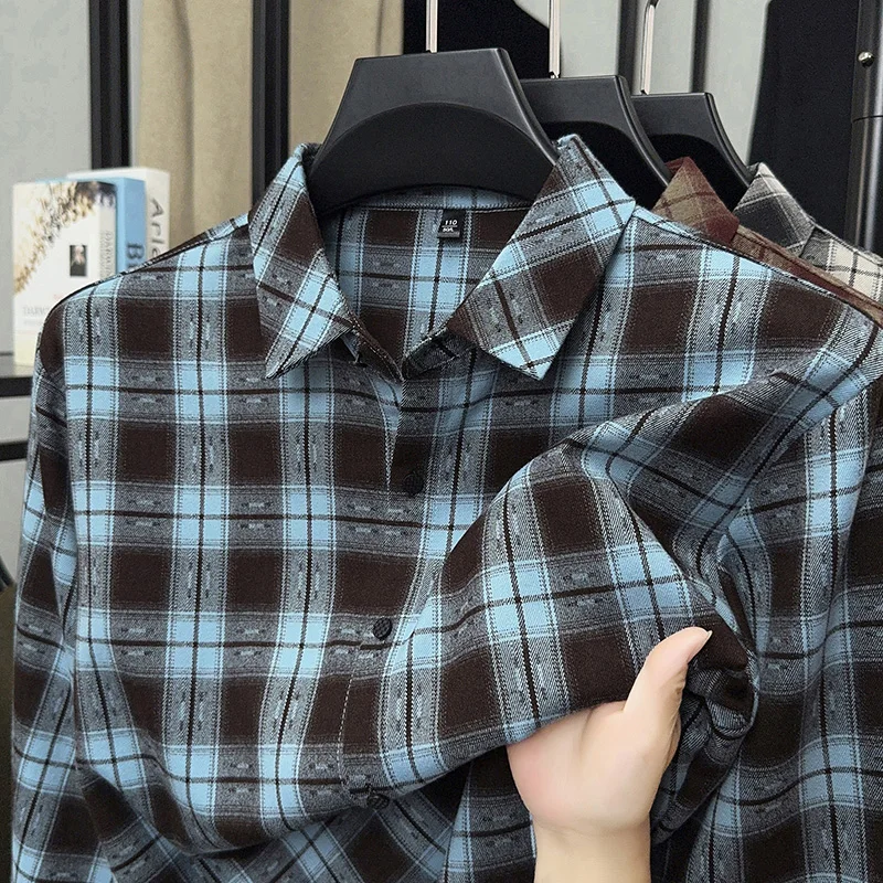 

Клетчатая рубашка с длинными рукавами для мужской моды, корейская повседневная мужская одежда, рубашка в стиле ретро на весну и осень, универсальная клетчатая одежда