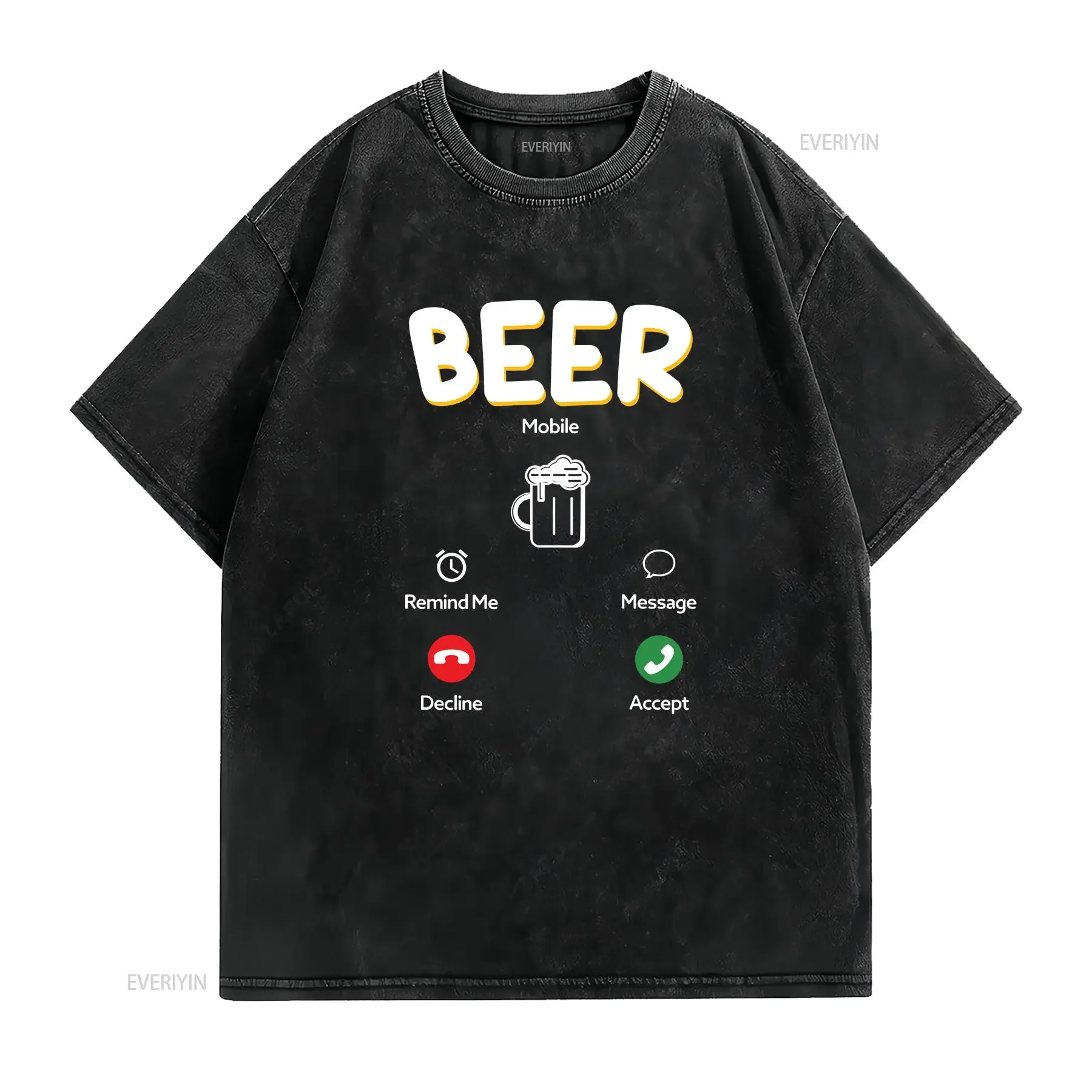 Funny Beer calling on your cell mobile T shirt drinking humour tee st paddy day shirts alcohol vintage Washed designer clothes