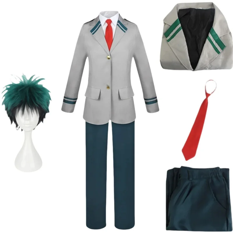 Midoriya Izuku Deku Cosplay Costume Anime My Hero Academia Uniform Wigs for Halloween Christmas Festival Carnival Party