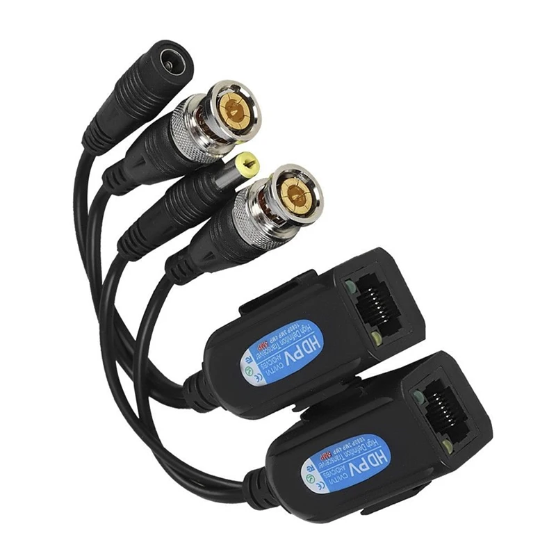 1 Pair DC-8MHZ Passive CCTV Coax BNC Video Power Balun Transceiver To RJ45 Connector