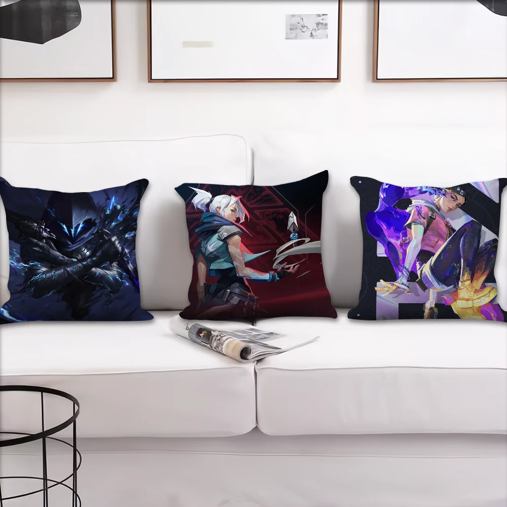 Game Anime cushion cover For Pillow Case Sofa Bedroom Living Room Office Bedside Table Backrest Printing Square V-ValorantS