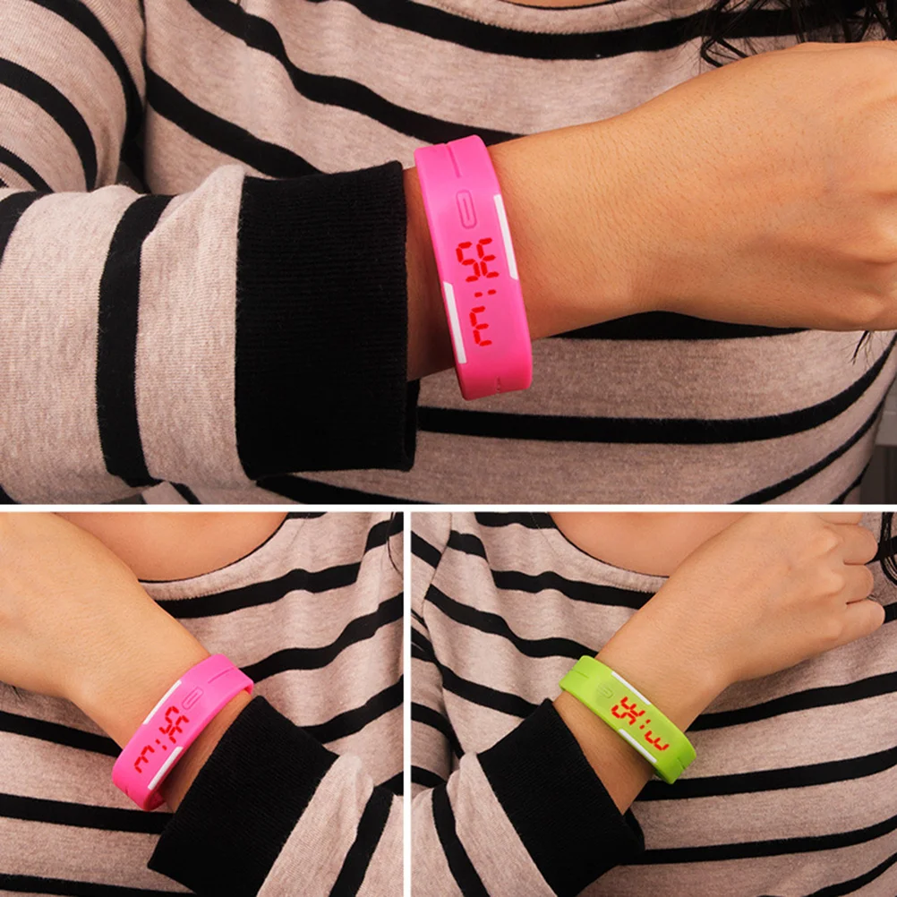 Daily Waterproof Touch Screen LED Bracelet for LCD Display Step Recording Function Easy Install Silicone Band Smart