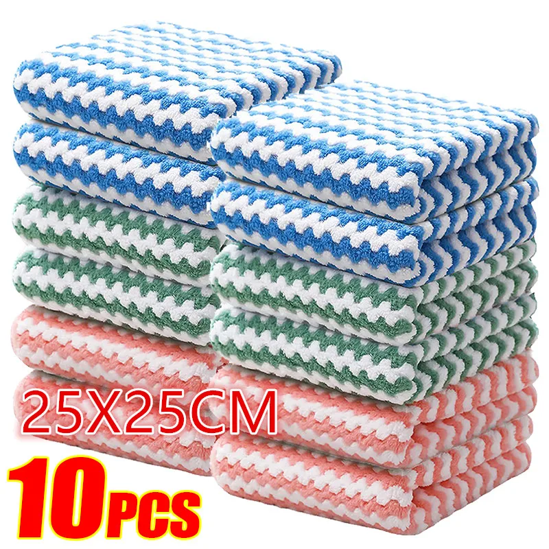 Dishcloths Super Absorbent Thicken Scouring Pads Washing Cloths Dry and Wet Clean Towel Kitchen Cleaning Rags Tools