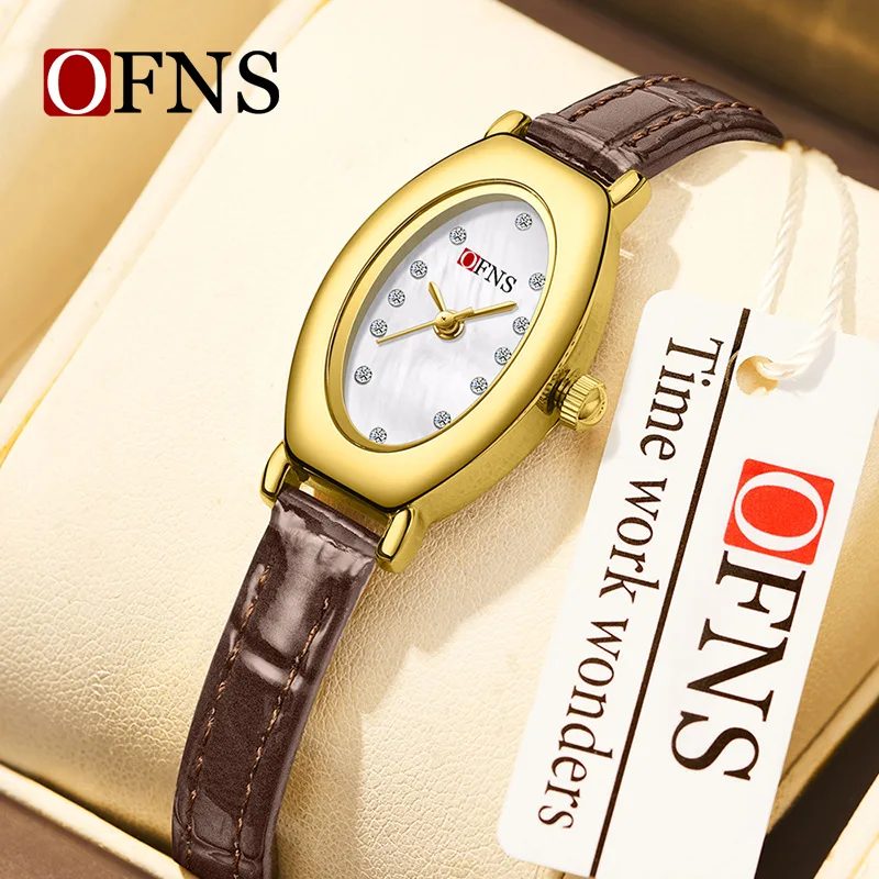 

OFNS1508 2025 New Fashion Women's Watch Beimu Dial Retro Women's Quartz Watch Thin Oval Case 3ATM Waterproof Small Green Watch