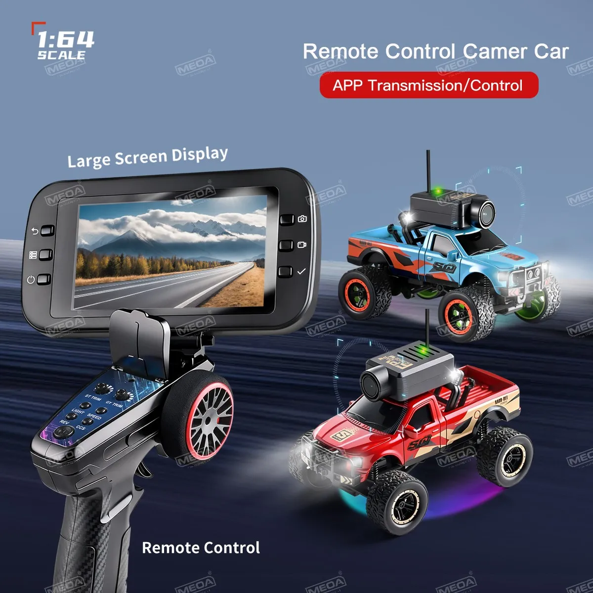 Wltoys 6407 1/64 FPV Mini Samochód RC z Kamerą w Pierwszej Osobie, Monitor, Mata Startowa, 6407-C Samochód Zdalnie Sterowany z Kamerą HD, Zabawka Wyścigowa