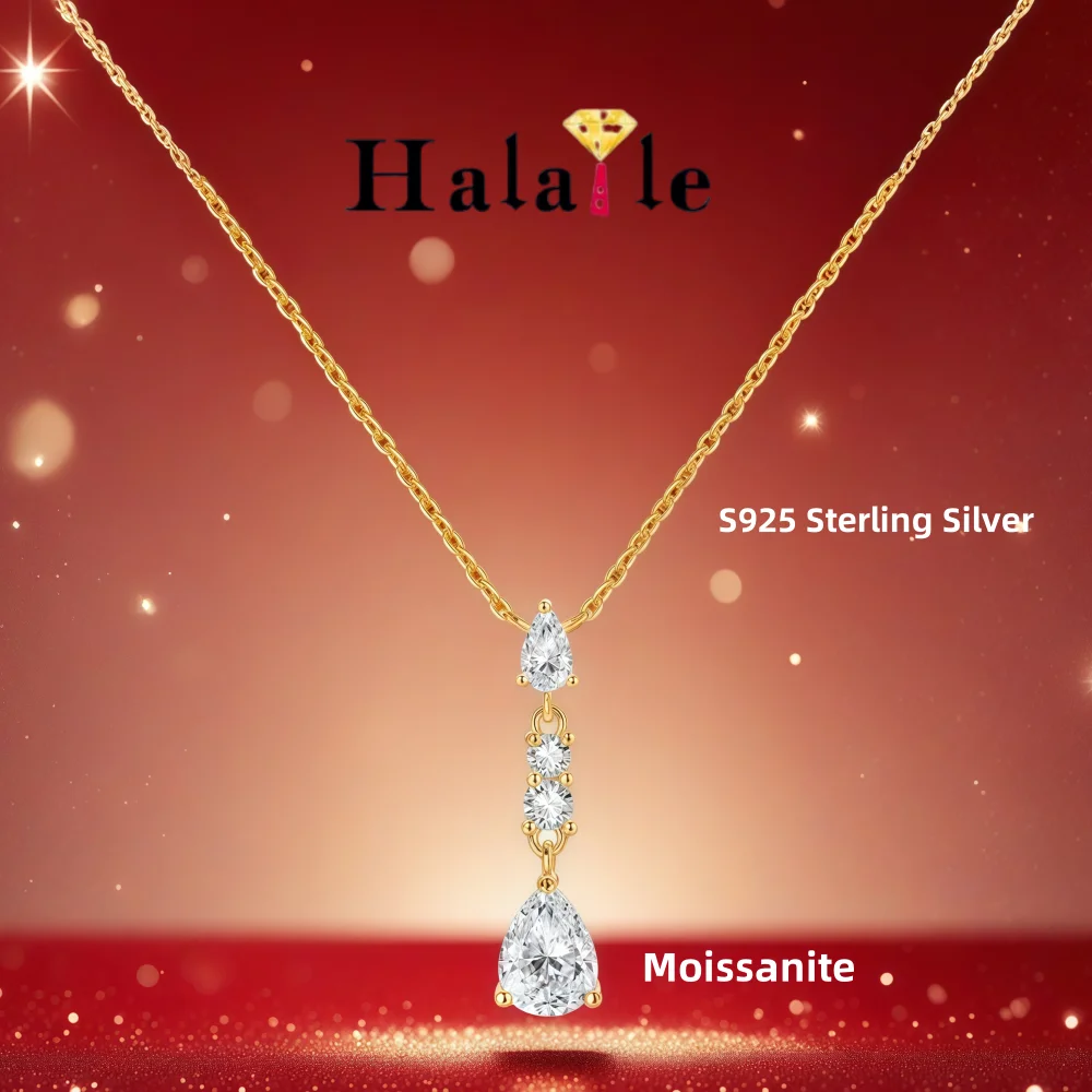 

Halaile GRA 0.8CT 3*5mm Pear Cut Moissanite Diamond Necklace For Women S925 Sterling Silver Everyday Luxury Fine Jewelry