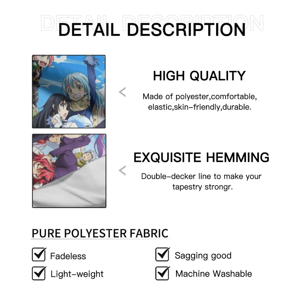 Reincarnated as A Slime Fabric Tapestry    for Wall Bedroom Room Decorating Items