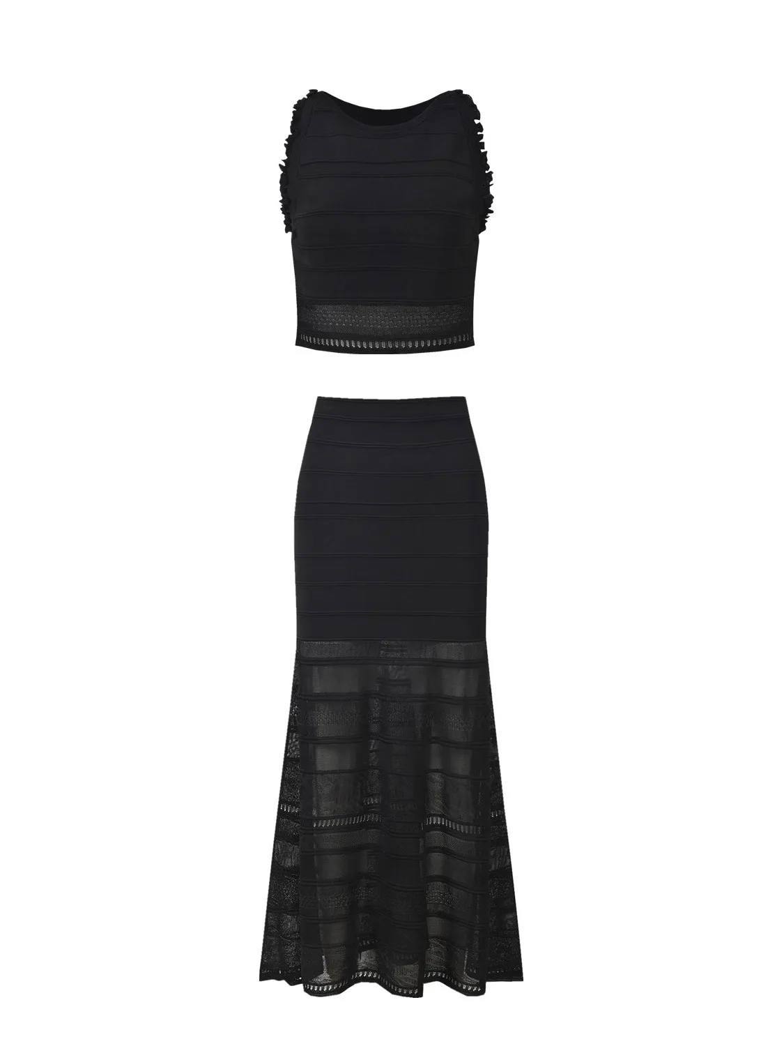 Slimming Bla Faion Top And Skirt Set round Ne Svel Vest Top Long Pants Autumn 2025 New Arrival Ele Sle