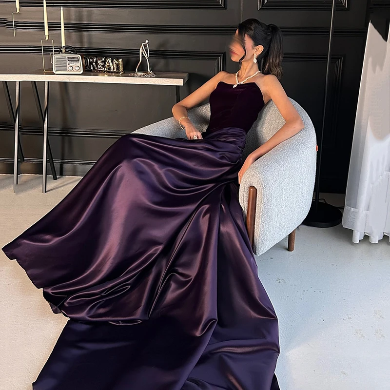 

Thinyfull 2026 Mermaid Prom Evening Dresses Sexy Strapless Floor Length Satin Party Dress Simple Cocktail Prom Gowns Customized