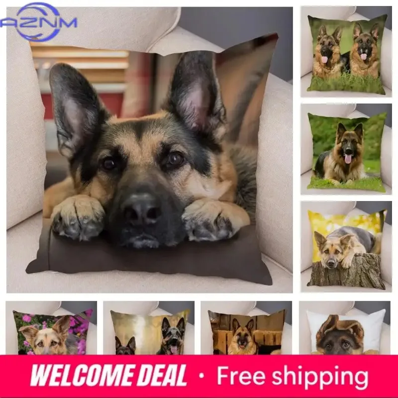Pet Animal German Shepherd Dog Pillow Case Covers Cushion Cover for Sofa Home Decor Pillowcase