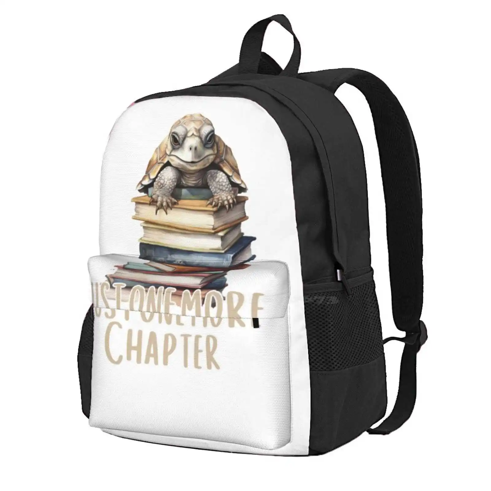 Copy Of Tortoise Reading A Book - Just One More Chapter Hot Sale Schoolbag Backpack Fashion Bags Tortoise Turtle Reading Books