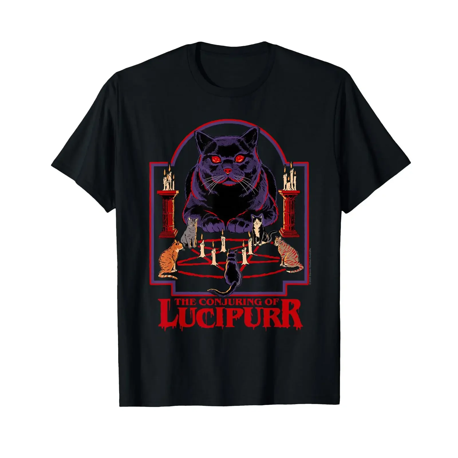 Lucipurr Cat Conjuring Sarcastic Retro Funny Adult Humor T Shirt vintage Washed graphic Slightly Breathable homme streetwear