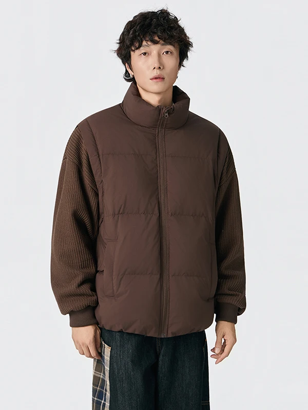 

Lightweight Padded Jaet for Men with Detachable Knitted Sves Vest Sle Loose Fit Extra Large Size Outerwear for Winter