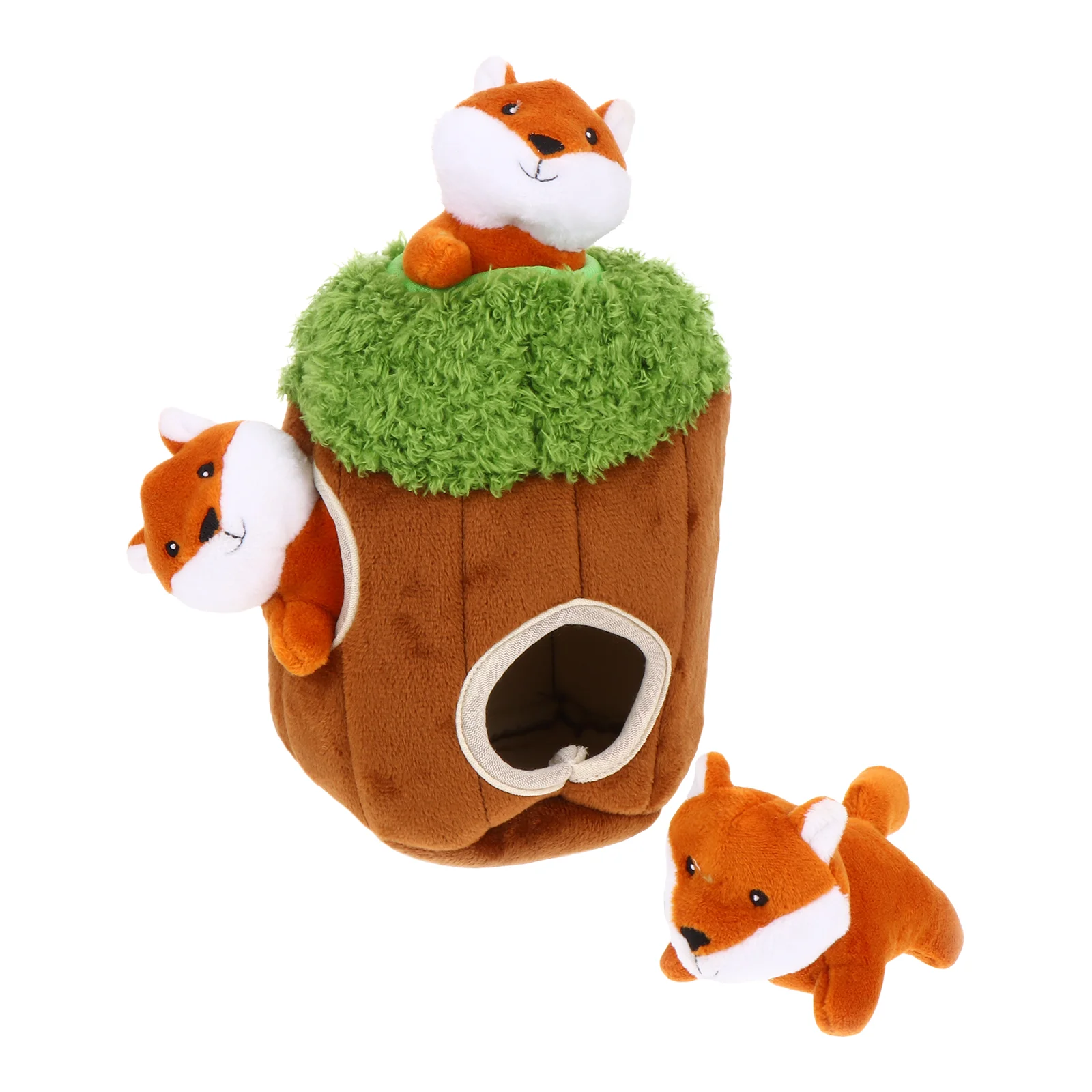 Jouets à mâcher en peluche pour petits chiens, cache-animal orange, jeux interactifs pour animaux de compagnie, 4 pièces