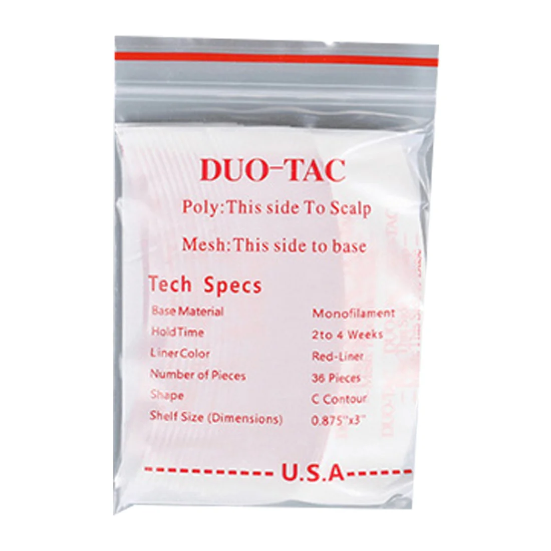 36Pcs/Bag Red Duo-Tac Lace Wig Double Tape Slitting Line Sided Adhesive Extension Hair Strips for Toupees/Lace Wig Film