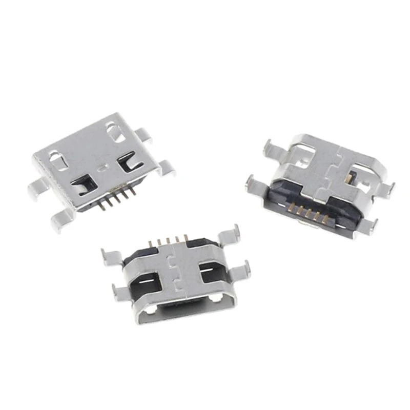 10pcs Mini USB Jack Connectors Micro USB Type B 5 Pin Female Connector Charging Socket Four Feet Plug Connectors