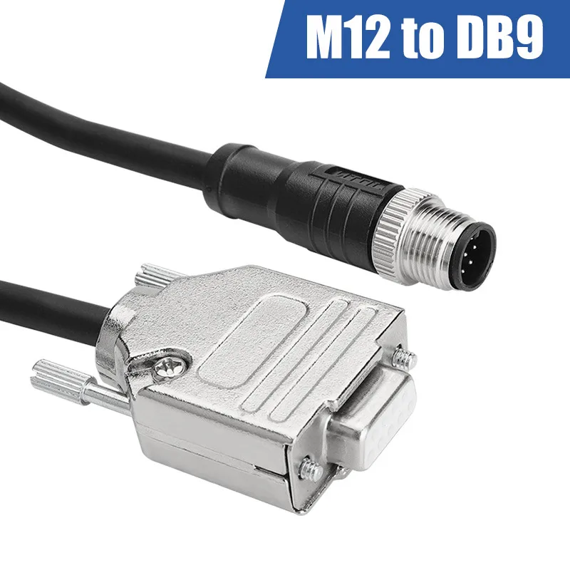 M12 to DB9 Cable Connector IP67 Waterproof RS232 RS485 Extended Line M12 5pin to D-sub 9pin Industrial Data Cable D-sub Plug