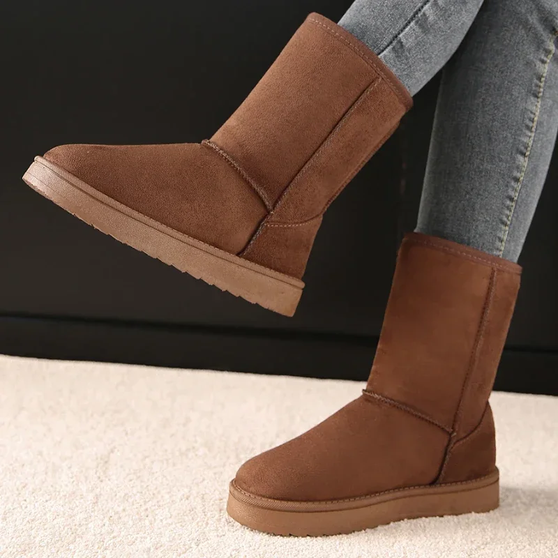 Botas de nieve cómodas con plataforma para mujer, botas de moda de talla grande para caminar en la oficina, compras, invierno, 2024