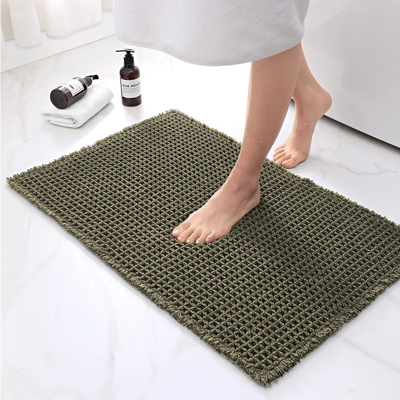 Solid Color Waffle Carpet Bathroom Entrance Door Absorbent Floor Mat Waffle Door Mat Bathroom Non-slip Floor Mat