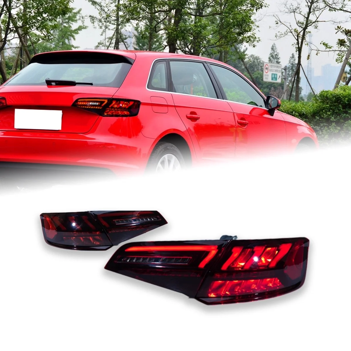 

Светодиодный задний фонарь в сборе для Audi A3 хэтчбек 14-20, указатель поворота, задний фонарь для вождения, автомобильные аксессуары