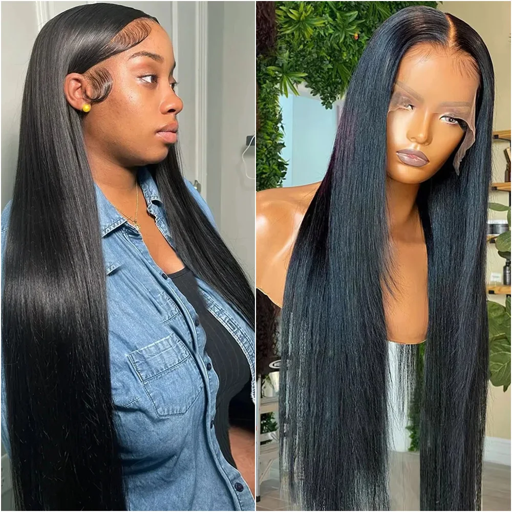 

7x6 Glueless Lace Front Bone Straight Human Hair Wig Brazilian 220 Density 13x4 13x6 HD Lace Frontal Wigs For Black Women 40Inch