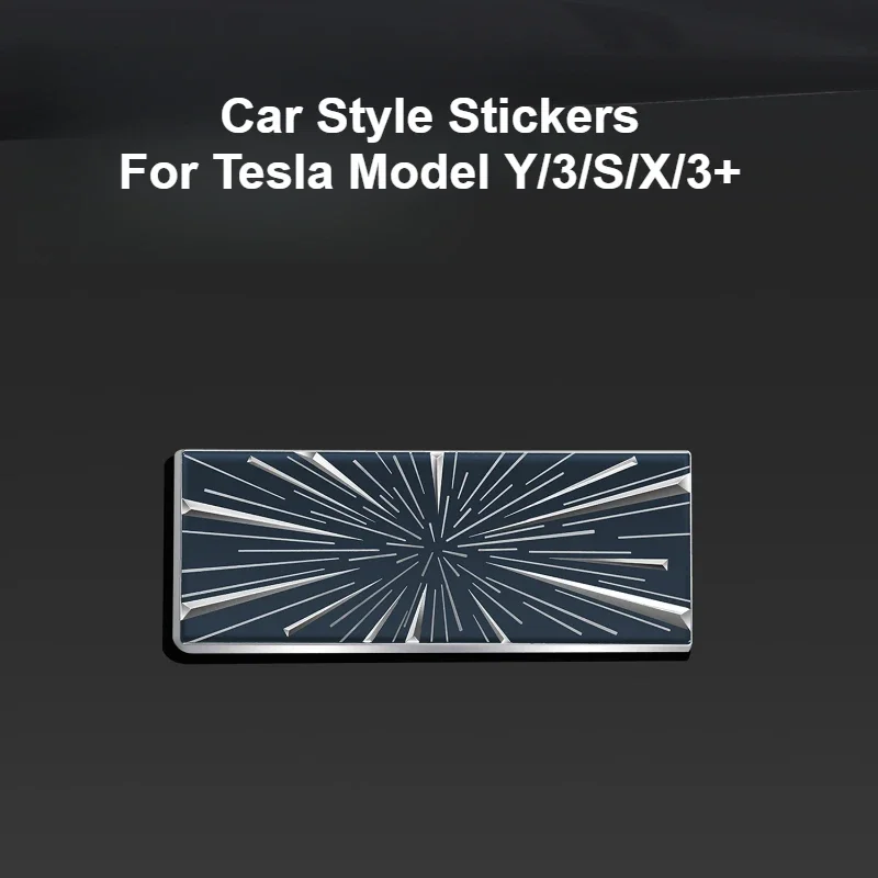 Car Style for Tesla Model Y/3/S/X/3+ Time Tunnel Tail Label Sticker 3D Stereo Plaid Performance Version Decorative Stickers