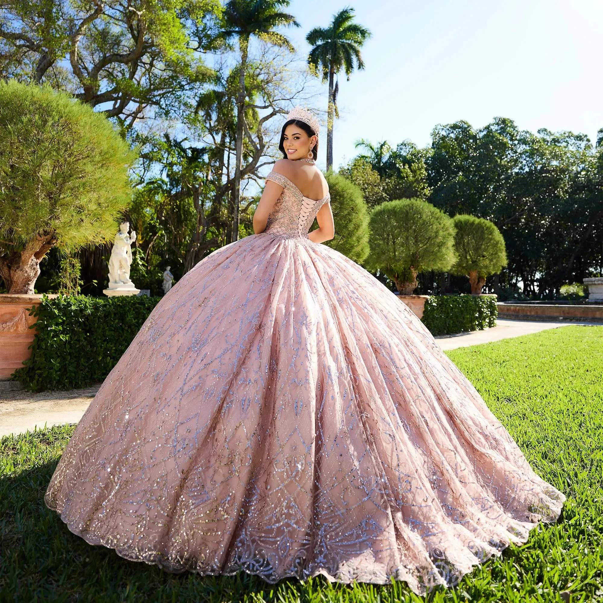 Vestidos Quinceanera Puffy Vestido De Baile Fora Do Ombro Tule Frisado Mexicano Doce 16 Vestidos Charro 15 Anos