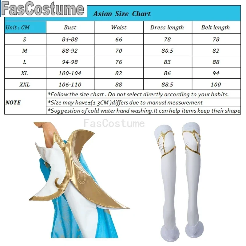 FasCostume Immortal Journey Irelia Cosplay Costume Game Divine Sword Irelia Halloween Outfit Women Dress with Headwear New Skin