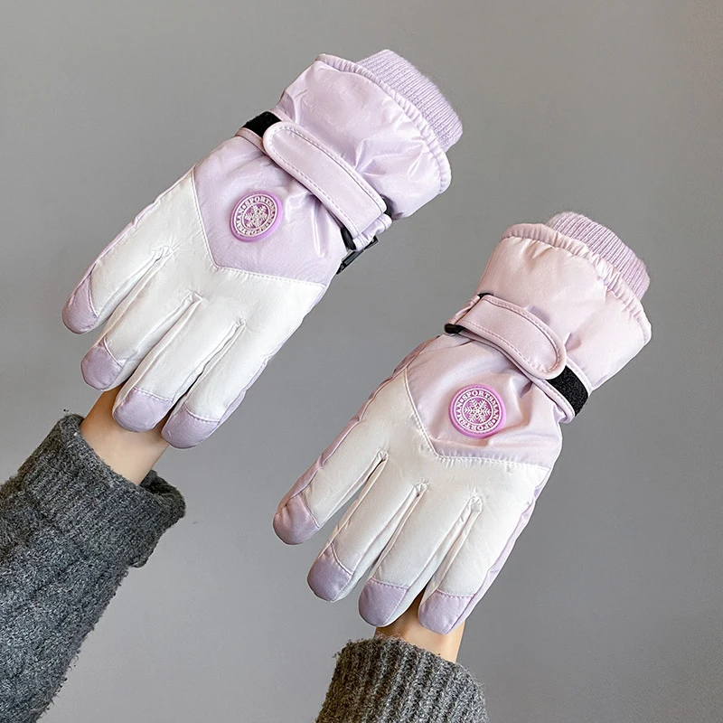 قفازات النساء الشتاء الصوف سميكة الدافئة أفخم القطن مقاوم للماء قفازات شاشة اللمس لركوب الخيل في الهواء الطلق قفازات تسلق الجبال #5