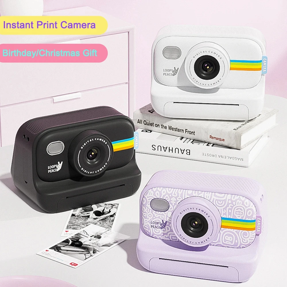 

Kids Instant Print Camera HD Lens 2.0 Inch Screen Zoom Child Birthday Festival Gifts Travel Selfie Digital Camera Toys 32GB
